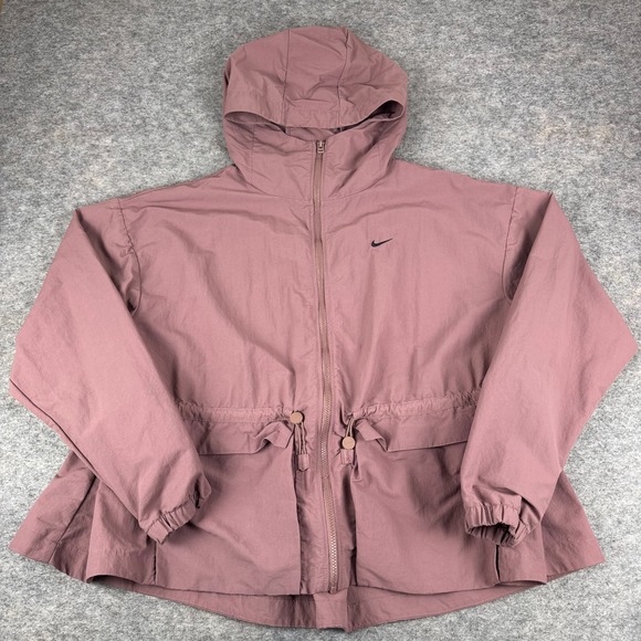 Nike Jackets & Blazers - Nike Sportswear Everything Woven Jacket Full Zip Hooded Pink Womens Large L